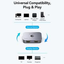 aliuminio kabeliai - Vention 2-Port Bi-Directional 8K HDMI Switcher AKPH0 Pilka (Gray) - 3 nuotrauka