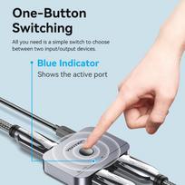 aliuminio kabeliai - Vention 2-Port Bi-Directional 8K HDMI Switcher AKPH0 Pilka (Gray) - 11 nuotrauka