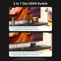 aliuminio kabeliai - Vention 2-Port Bi-Directional 8K HDMI Switcher AKPH0 Pilka (Gray) - 13 nuotrauka