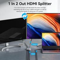 aliuminio kabeliai - Vention 2-Port Bi-Directional 8K HDMI Switcher AKPH0 Pilka (Gray) - 14 nuotrauka