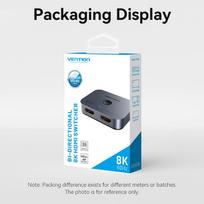 aliuminio kabeliai - Vention 2-Port Bi-Directional 8K HDMI Switcher AKPH0 Pilka (Gray) - 17 nuotrauka