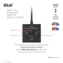 2.1 hdmi switch - Club 3D CSV-1384 HDMI 2-in-1 dvikryptis jungiklis 8K60Hz/4K120Hz Juodas (Black) - 5 nuotrauka