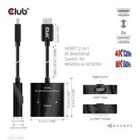 2.1 hdmi switch - Club 3D CSV-1384 HDMI 2-in-1 dvikryptis jungiklis 8K60Hz/4K120Hz Juodas (Black) - 7 nuotrauka