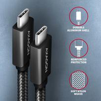 usb c 3 2 gen 2 kabelis - AXAGON BUCM32-CM15AB cable USB-C  <-> USB-C 3.2 Gen 2, 1.5m, PD 100W, 5A, 4K HD, ALU, braid, Black - 3 nuotrauka
