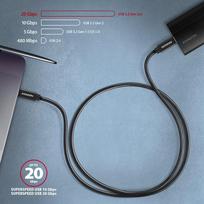 usb c 3 2 gen 2 kabelis - AXAGON BUCM32-CM15AB cable USB-C  <-> USB-C 3.2 Gen 2, 1.5m, PD 100W, 5A, 4K HD, ALU, braid, Black - 8 nuotrauka