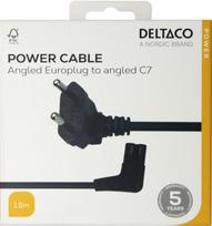 c7 kabelis - DELTACO CEE 7/16 - C7 kampinis maitinimo laidas, 1.5m, Juodas (Black) - 2 nuotrauka