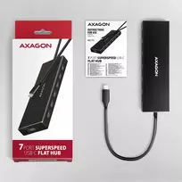 usb c 3 2 gen 2 kabelis - Axagon HUE-F7C USB-C 7-port Hub 3.2 Gen 1 su įkrovimo palaikymu 0.3m Juodas (Black) - 3 nuotrauka
