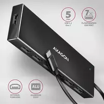 usb c 3 2 gen 2 kabelis - Axagon HUE-F7C USB-C 7-port Hub 3.2 Gen 1 su įkrovimo palaikymu 0.3m Juodas (Black) - 8 nuotrauka