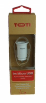 usb micro usb 1m - Automobilinis įkroviklis Toti, 2 x USB, balta - 2 nuotrauka