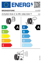 padangos 215 65 r16 - Bridgestone 215/65R16C DURAVIS R660 ECO 106T - 2 nuotrauka