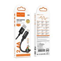 lightning usb a laidas - Hoco USB A to Lightning 2.4A X89 2m Juodas (Black) - 2 nuotrauka