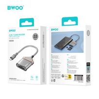 sd korteles skaitytuvas - Bwoo BO-BZ64 USB-C į SD/TF kortelių adapteris Juodas (Black) - 2 nuotrauka