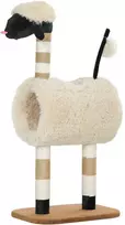 PawHut draskyklė, 98 cm, katėms, su draskymo stulpais, tuneliu, žaisliniu kamuoliuku, aviuko dizainas, katėms iki 5kg, šviesiai ruda