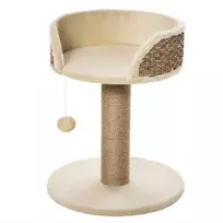 draskykles katiems - PawHut mažas draskyklė katėms, 49 cm, draskyklė su žaisliuku, gultu, laipynė katėms iki 4kg, baldai katėms, džiutas, kavos spalvos - 1 nuotrauka