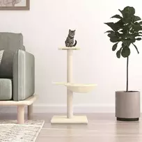 Draskyklė katėms su stovais iš sizalio, kreminės spalvos, 72cm