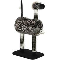 namelis katems - PawHut draskyklė katėms Zebra dizainas, laipiojimo tunelis, džiuto stulpai, juoda ir balta, 93 cm - 1 nuotrauka