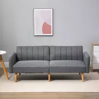 batu suoliukas pigu lt - HOMCOM dvivietė sofa-lova, pilka (Gray), 173 x 75 x 73 cm - 4 nuotrauka