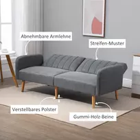 batu suoliukas pigu lt - HOMCOM dvivietė sofa-lova, pilka (Gray), 173 x 75 x 73 cm - 5 nuotrauka