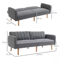 batu suoliukas pigu lt - HOMCOM dvivietė sofa-lova, pilka (Gray), 173 x 75 x 73 cm - 8 nuotrauka