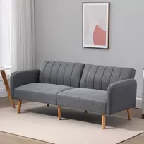 batu suoliukas pigu lt - HOMCOM dvivietė sofa-lova, pilka (Gray), 173 x 75 x 73 cm - 9 nuotrauka