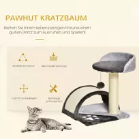 sizalio virve - PawHut draskyklė su žaisliniais kamuoliukais ir sizalio virve, stabili katėms skirta draskyklė, pilka, 35,5x37x46 cm - 7 nuotrauka