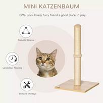 medzio plokstes - PawHut draskyklė-stulpas, sizalio draskymo stulpas katėms, stabilus, su kamuoliuku, 60 cm, medžio drožlių plokštė, smėlio spalvos ir ąžuolo - 7 nuotrauka
