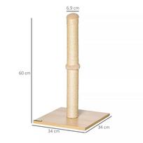 medzio plokstes - PawHut draskyklė-stulpas, sizalio draskymo stulpas katėms, stabilus, su kamuoliuku, 60 cm, medžio drožlių plokštė, smėlio spalvos ir ąžuolo - 8 nuotrauka