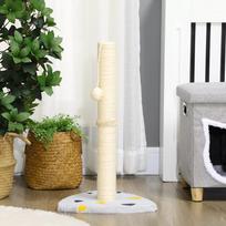 smelis katems - PawHut draskyklė, 62 cm, džiuto stulpas su žaisliniu kamuoliuku, šviesiai pilka+smėlio spalvos, skirta katėms - 3 nuotrauka