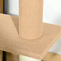 kaciukai medis - PawHut reguliuojamo aukščio draskyklė katėms, laipynė, žaidimų medis, chaki spalvos, 43x27x228-260cm - 3 nuotrauka