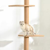 kaciukai medis - PawHut reguliuojamo aukščio draskyklė katėms, laipynė, žaidimų medis, šviesiai ruda, 43x27x228-260 cm - 3 nuotrauka