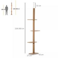 kaciukai medis - PawHut reguliuojamo aukščio draskyklė katėms, laipynė, žaidimų medis, šviesiai ruda, 43x27x228-260 cm - 8 nuotrauka