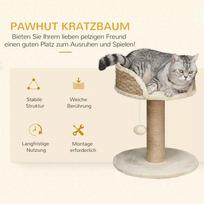 draskykles katiems - PawHut mažas draskyklė katėms, 49 cm, draskyklė su žaisliuku, gultu, laipynė katėms iki 4kg, baldai katėms, džiutas, kavos spalvos - 7 nuotrauka