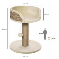 draskykles katiems - PawHut mažas draskyklė katėms, 49 cm, draskyklė su žaisliuku, gultu, laipynė katėms iki 4kg, baldai katėms, džiutas, kavos spalvos - 8 nuotrauka