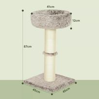 guolis kaciu - PawHut draskyklė katėms, 87 cm aukščio, su guoliu, storu stulpu, sizalio draskymo stulpais, katėms iki 6kg, vidaus naudojimui, ruda - 8 nuotrauka