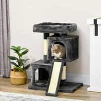 draskykles katiems - PawHut draskyklė 83 cm maža kačių draskyklė su sizalio stulpais, kačių laipynė, kačių baldai, žaidimų medis mažoms katėms, tamsiai pilka - 9 nuotrauka