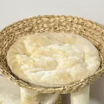 kaciu namelis - PawHut kačių draskyklė, 98 cm, su 2 gultais, žaisliniu kamuoliuku, katėms iki 6kg, kačių baldai, sizalis, smėlio spalvos - 2 nuotrauka