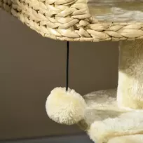 kaciu namelis - PawHut kačių draskyklė, 98 cm, su 2 gultais, žaisliniu kamuoliuku, katėms iki 6kg, kačių baldai, sizalis, smėlio spalvos - 3 nuotrauka