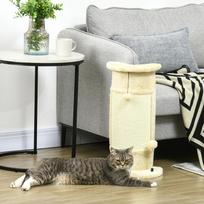 kates draskykle - PawHut kampinis draskyklės stulpas 58 cm, draskyklė katėms su draskymo kamuoliuku, iš sizalio, kreminės baltos spalvos - 3 nuotrauka