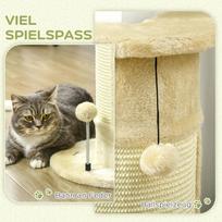 kates draskykle - PawHut kampinis draskyklės stulpas 58 cm, draskyklė katėms su draskymo kamuoliuku, iš sizalio, kreminės baltos spalvos - 7 nuotrauka