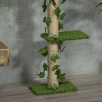 kates draskykle - PawHut draskyklė, montuojama iki lubų, 202-242 cm, laipynė katėms, reguliuojamo aukščio, su apsauga nuo griuvimo, džiutas, žalia ir geltona - 2 nuotrauka