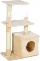 PawHut draskyklė katėms su sizaliu, minkštu pliušu, draskymo lenta, stabili, E1 klasės medžio drožlių plokštė, 50x30x80cm