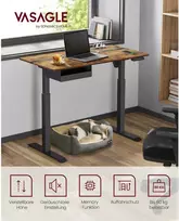 rasomasis stalas elektrinis - Songmics Vasagle Reguliuojamo aukščio rašomasis stalas 60 x 120 cm, ruda/juoda (Brown/Black) - 1 nuotrauka