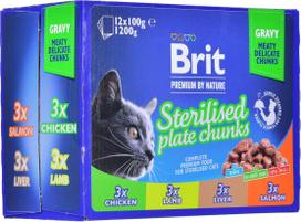 slapes - Šlapias kačių maistas Brit Premium Sterilised Plate Chunks, ėriena/vištiena, 1.2 kg, 12 vnt. - 3 nuotrauka