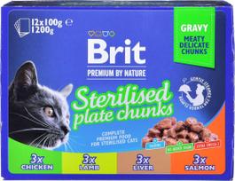 slapes - Šlapias kačių maistas Brit Premium Sterilised Plate Chunks, ėriena/vištiena, 1.2 kg, 12 vnt. - 4 nuotrauka