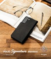 flip telefonai - Ringke "Folio Signature" Odinis Dėklas Samsung Galaxy S22+ (S22 Plus) Juodas (Black) - 12 nuotrauka