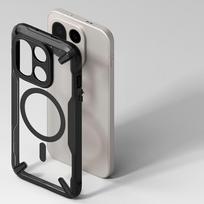 oneplus 15 deklas - Ringke Fusion X Magnetinis MagSafe Dėklas OnePlus 15 - Skaidrus Juodas (Clear Black) - 5 nuotrauka