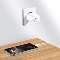 usb a usb c pakrovejas - Tech-Protect NCA30 PD 30W QC3.0 USB-A / USB-C sieninis įkroviklis + USB-C / Lightning laidas 100 cm - Baltas (White) - 4 nuotrauka