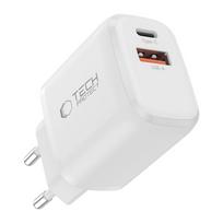 usb a usb c pakrovejas - Tech-Protect NCA30 PD 30W QC3.0 USB-A / USB-C sieninis įkroviklis + USB-C / Lightning laidas 100 cm - Baltas (White) - 10 nuotrauka