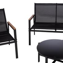 lauko stalas ir kedes - Lauko baldų komplektas CANAAN Stalas, sofa ir 2 kėdės Juoda - 3 nuotrauka