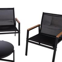 lauko stalas ir kedes - Lauko baldų komplektas CANAAN Stalas, sofa ir 2 kėdės Juoda - 4 nuotrauka